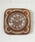 Vintage Dugena Ceramic Wall Clock: Rustic Brown Glaze, Made in Germany