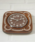 Vintage Dugena Ceramic Wall Clock: Rustic Brown Glaze, Made in Germany