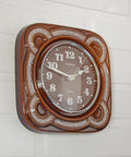 Vintage Dugena Ceramic Wall Clock: Rustic Brown Glaze, Made in Germany