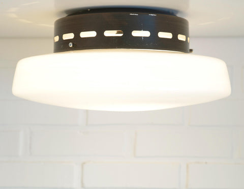 Vintage Space Age Sconce: Extra Large Opaline Glass Flush Mount Light