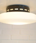 Vintage Space Age Sconce: Extra Large Opaline Glass Flush Mount Light