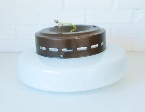 Vintage Space Age Sconce: Extra Large Opaline Glass Flush Mount Light