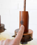 Vintage Copper Pendant Lights (Set of 2): Mid-Century Rustic Wooden Hanging Lamps