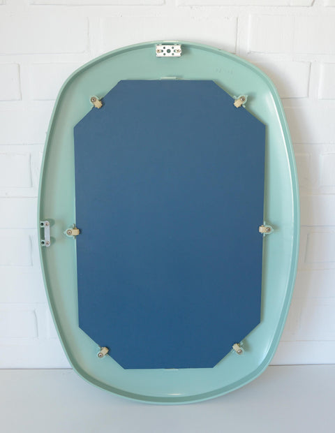 Vintage Mint Green Oval Mirror: Space Age Retro Decor, Yugoslavia 1980s