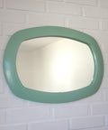 Vintage Mint Green Oval Mirror: Space Age Retro Decor, Yugoslavia 1980s