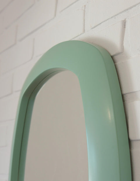 Vintage Mint Green Oval Mirror: Space Age Retro Decor, Yugoslavia 1980s