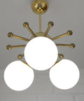 Vintage Sputnik Chandelier: Gold Brass Space Age Pendant Lamp