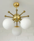 Vintage Sputnik Chandelier: Gold Brass Space Age Pendant Lamp
