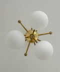 Vintage Sputnik Chandelier: Gold Brass Space Age Pendant Lamp