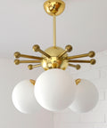 Vintage Sputnik Chandelier: Gold Brass Space Age Pendant Lamp