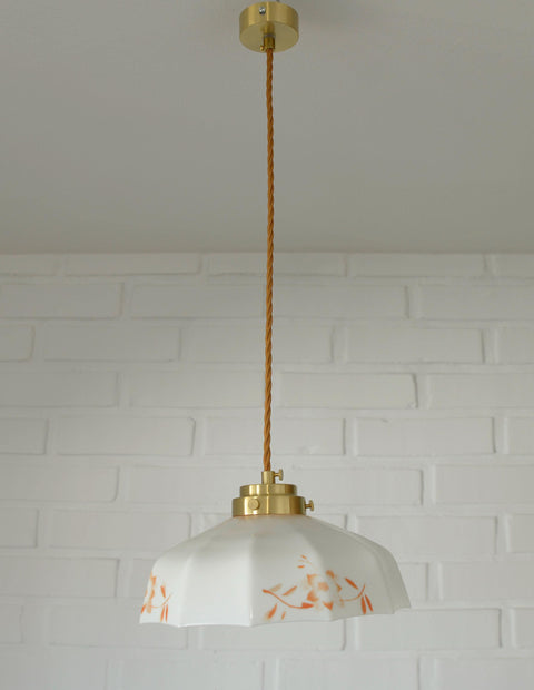 Vintage Opaline Glass Pendant Lamp: Retro Kitchen Lighting, Yugoslavia