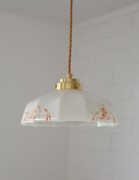 Vintage Opaline Glass Pendant Lamp: Retro Kitchen Lighting, Yugoslavia