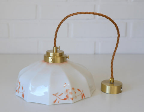 Vintage Opaline Glass Pendant Lamp: Retro Kitchen Lighting, Yugoslavia