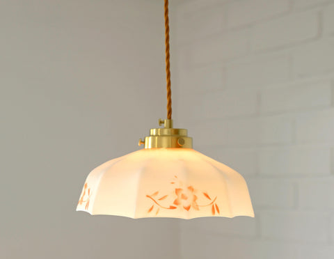 Vintage Opaline Glass Pendant Lamp: Retro Kitchen Lighting, Yugoslavia
