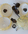 Art Deco Wall Sconces - Beige Marbled Glass, Yugoslavia 1930s (Set of 3)