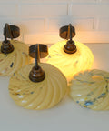 Art Deco Wall Sconces - Beige Marbled Glass, Yugoslavia 1930s (Set of 3)