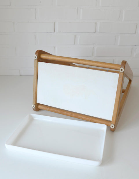 Vintage Beech Wood Umbrella Stand: Scandinavian Mid Century Modern Entryway