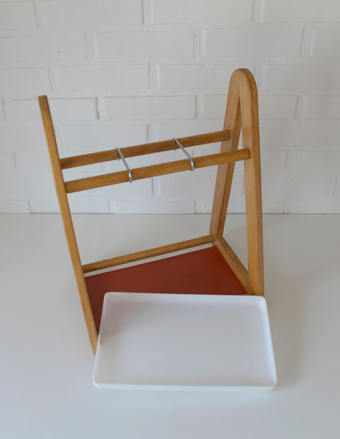 Vintage Beech Wood Umbrella Stand: Scandinavian Mid Century Modern Entryway