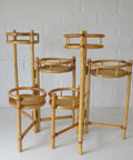 Vintage Bamboo Plant Stand Set, 1970s Boho Tiered Folding Stand