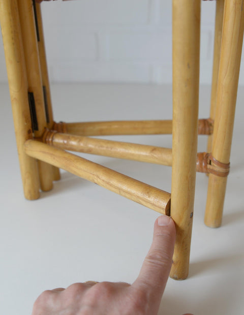 Vintage Bamboo Plant Stand Set, 1970s Boho Tiered Folding Stand