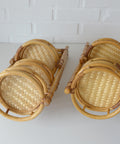 Vintage Bamboo Plant Stand Set, 1970s Boho Tiered Folding Stand