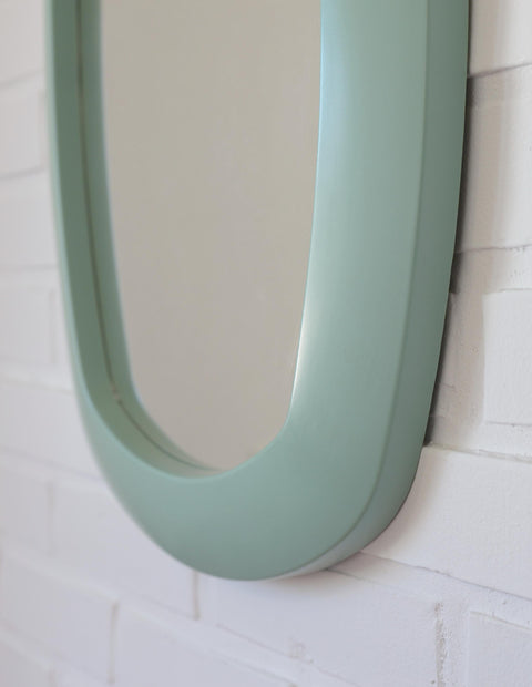 Vintage Mint Green Oval Mirror: Space Age Retro Decor, Yugoslavia 1980s