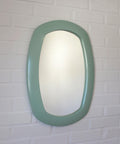 Vintage Mint Green Oval Mirror: Space Age Retro Decor, Yugoslavia 1980s