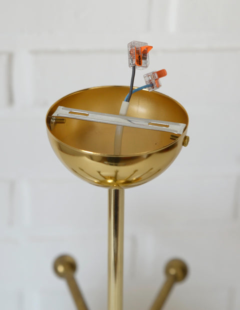 Vintage Sputnik Chandelier: Gold Brass Space Age Pendant Lamp