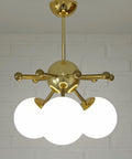 Vintage Sputnik Chandelier: Gold Brass Space Age Pendant Lamp