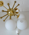 Vintage Sputnik Chandelier: Gold Brass Space Age Pendant Lamp