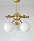 Vintage Sputnik Chandelier: Gold Brass Space Age Pendant Lamp