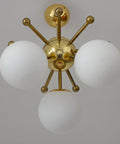 Vintage Sputnik Chandelier: Gold Brass Space Age Pendant Lamp