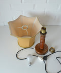 Large Vintage Bedside Lamp: French Style Gold Textile Shade