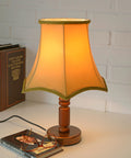 Large Vintage Bedside Lamp: French Style Gold Textile Shade