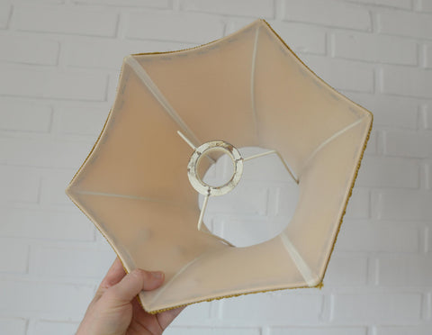 Large Vintage Bedside Lamp: French Style Gold Textile Shade