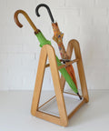 Vintage Beech Wood Umbrella Stand: Scandinavian Mid Century Modern Entryway
