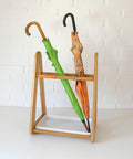 Vintage Beech Wood Umbrella Stand: Scandinavian Mid Century Modern Entryway
