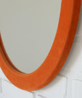 Orange Velvet Round Wall Mirror: Mid Century Modern Decor