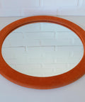 Orange Velvet Round Wall Mirror: Mid Century Modern Decor
