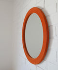 Orange Velvet Round Wall Mirror: Mid Century Modern Decor