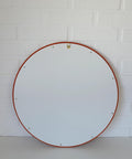 Orange Velvet Round Wall Mirror: Mid Century Modern Decor