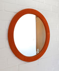 Orange Velvet Round Wall Mirror: Mid Century Modern Decor