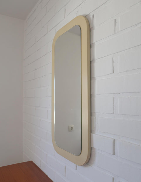 Vintage White Space Age Mirror: Yugoslavian Mid-Century Modern MEBLO