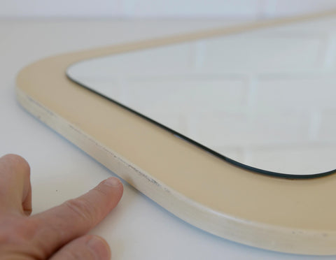 Vintage White Space Age Mirror: Yugoslavian Mid-Century Modern MEBLO