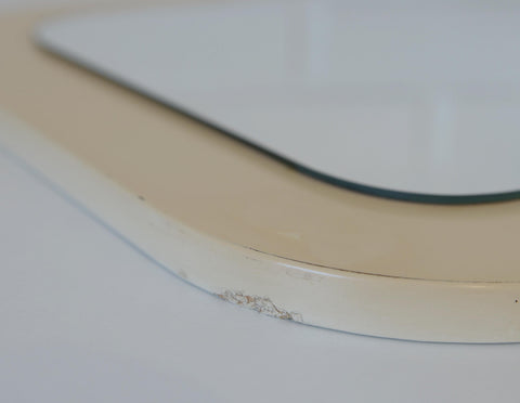 Vintage White Space Age Mirror: Yugoslavian Mid-Century Modern MEBLO