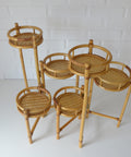 Vintage Bamboo Plant Stand Set, 1970s Boho Tiered Folding Stand