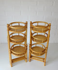 Vintage Bamboo Plant Stand Set, 1970s Boho Tiered Folding Stand
