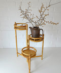 Vintage Bamboo Plant Stand Set, 1970s Boho Tiered Folding Stand