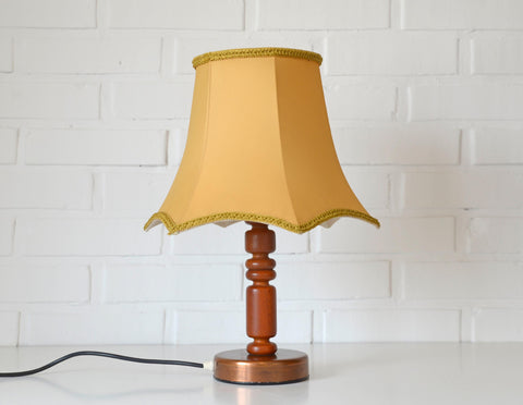 Large Vintage Bedside Lamp: French Style Gold Textile Shade
