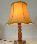 Large Vintage Bedside Lamp: French Style Gold Textile Shade